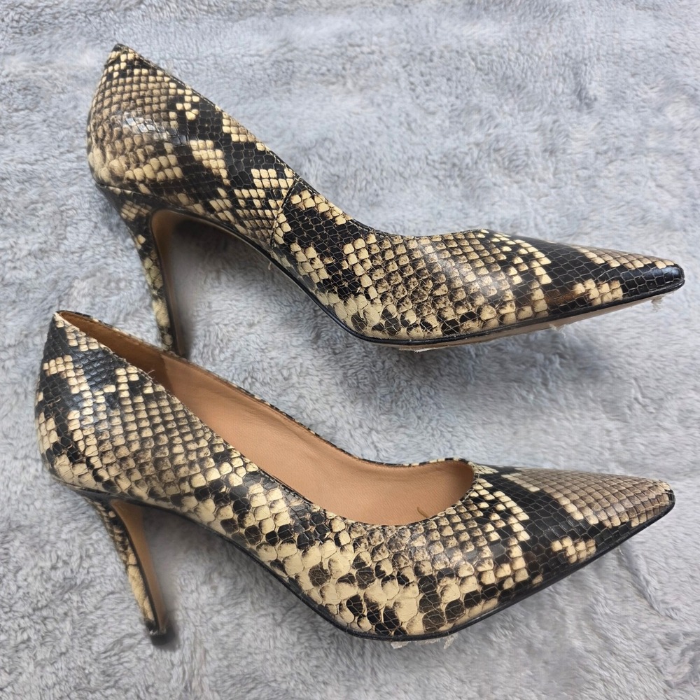 Anthony Veer Womens 10 Snakeskin Print Leather Pointed Toe Ortholite Pumps